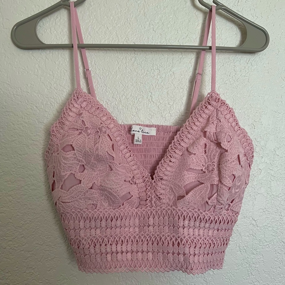 ❌SOLD Pink Crochet Bralette Crop Top